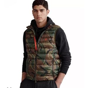 POLO RALPH LAUREN MEN'S CAMO PACKABLE DOWN PUFFER VEST L GREEN